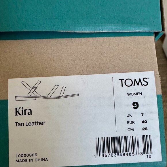 TOMS Kira Tan Leather Strappy Sandals - NEW in Box - Picture 3 of 5